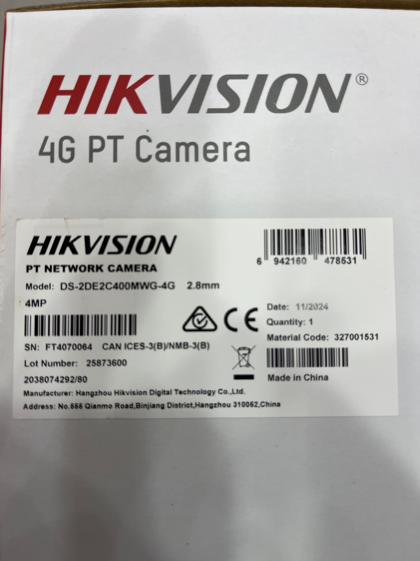 Hikvision camera 4G -4MP